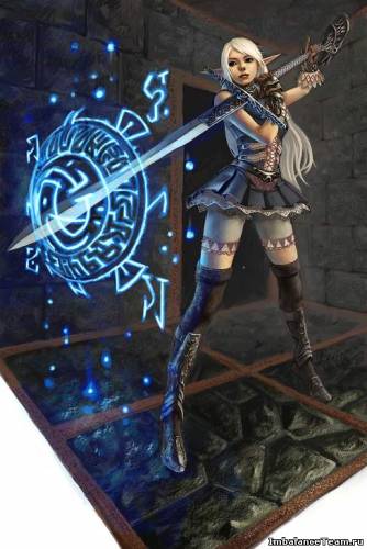 Фан Арт: Эльфийка с двуручником