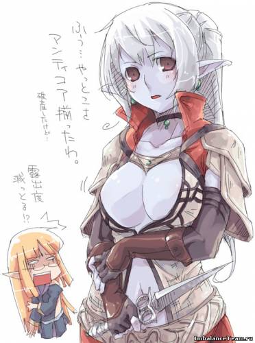 Фан Арт: Темная эльфийка с грудью аниме