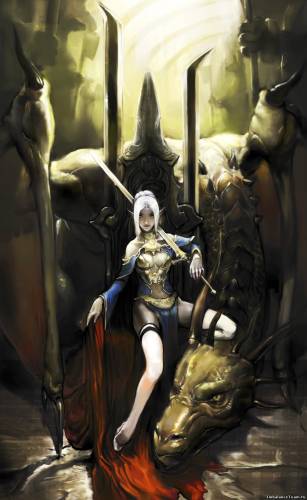 Фан Арт: Темная эльфийка на драконе